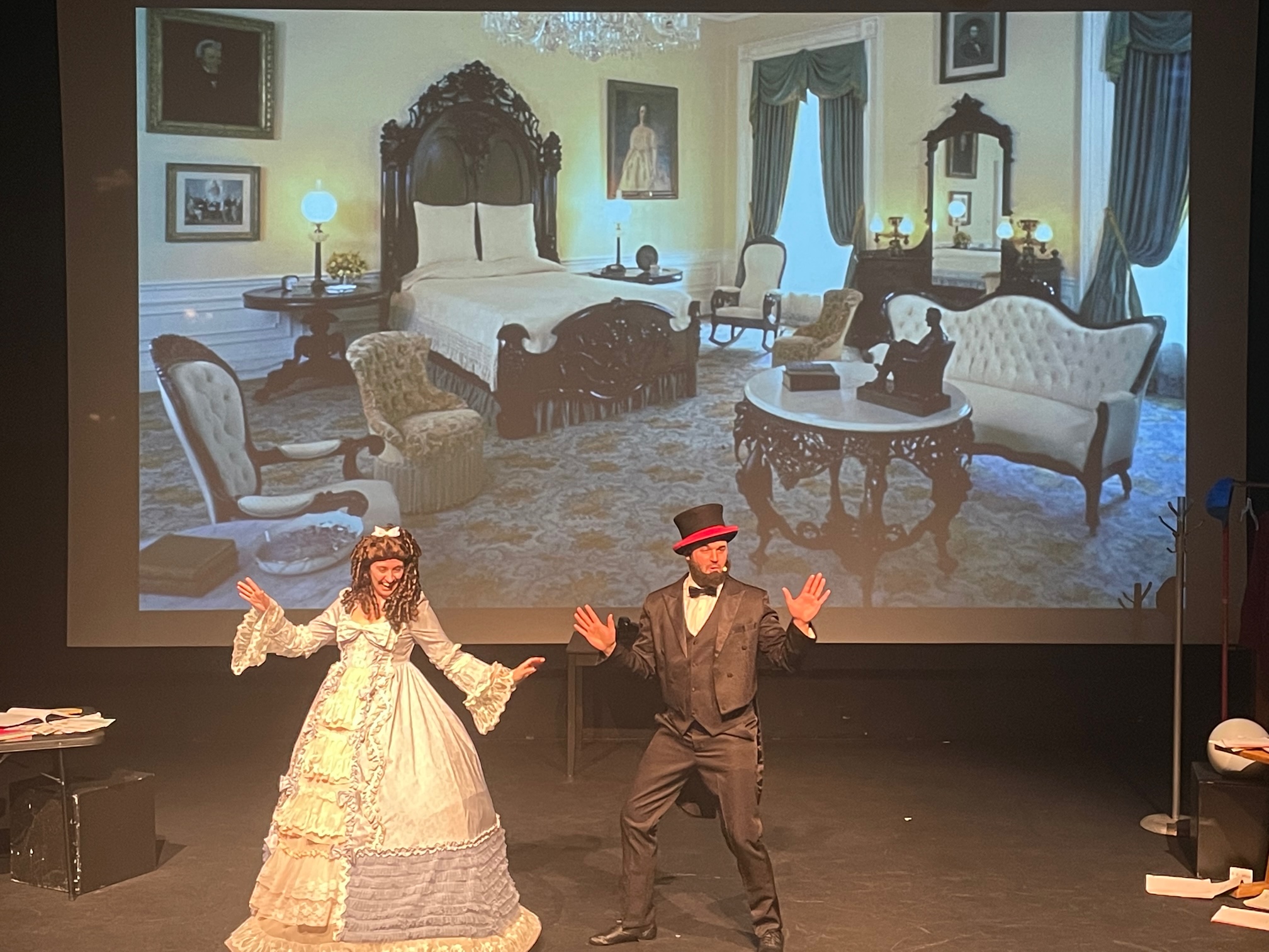 Katie DeShan and Travis Leland do a Charleston-style number “Dinner and a Show” from “Lincoln”.