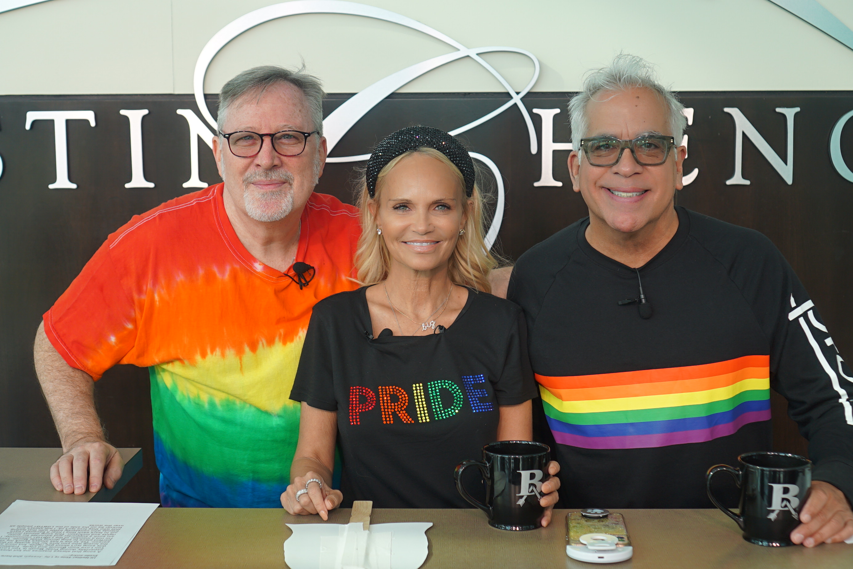 Good Morning Campers! Camp directors Kristin Chenoweth, John McDaniel, and Richard Jay Alexander lead the morning show with Thursday's theme: Pride! Photo Credit: Merrill Mitchell