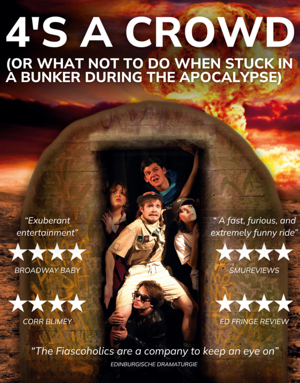 4's a Crowd (Or What Not to Do When Stuck in a Bunker During the Apocalypse) at The Hope Theatre