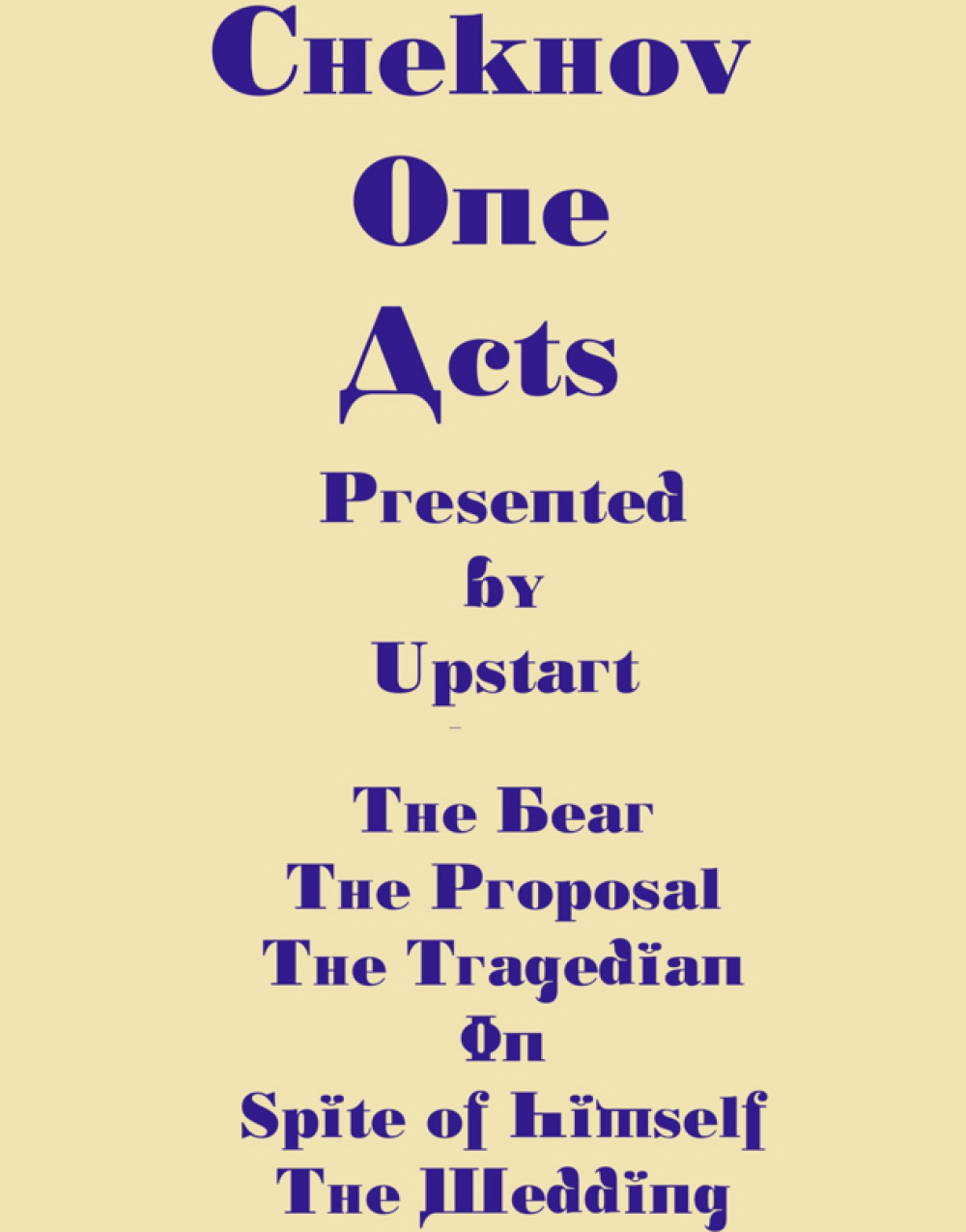 Chekhov One Acts at Upstart Arts