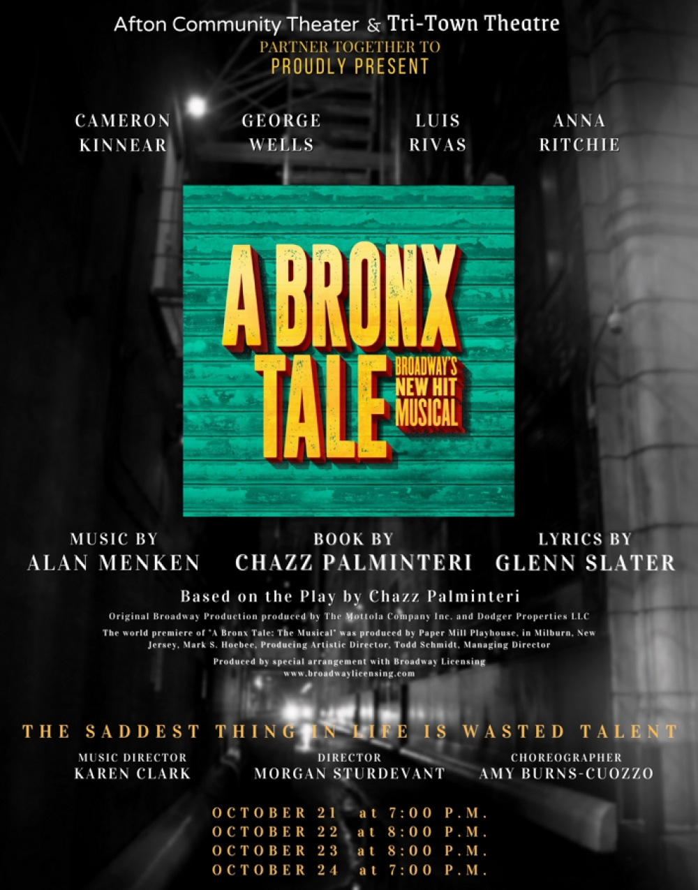 A Bronx Tale - Tri-Town Theatre Inc. Stage Mag