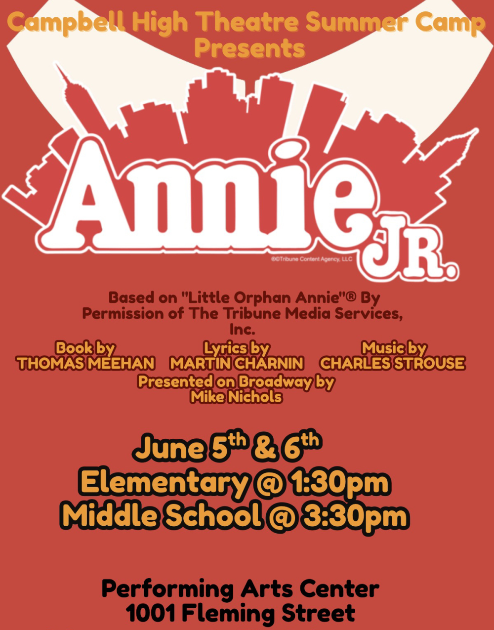 Annie JR. Elementary Summer Camp at Campbell High School Performing Arts Center