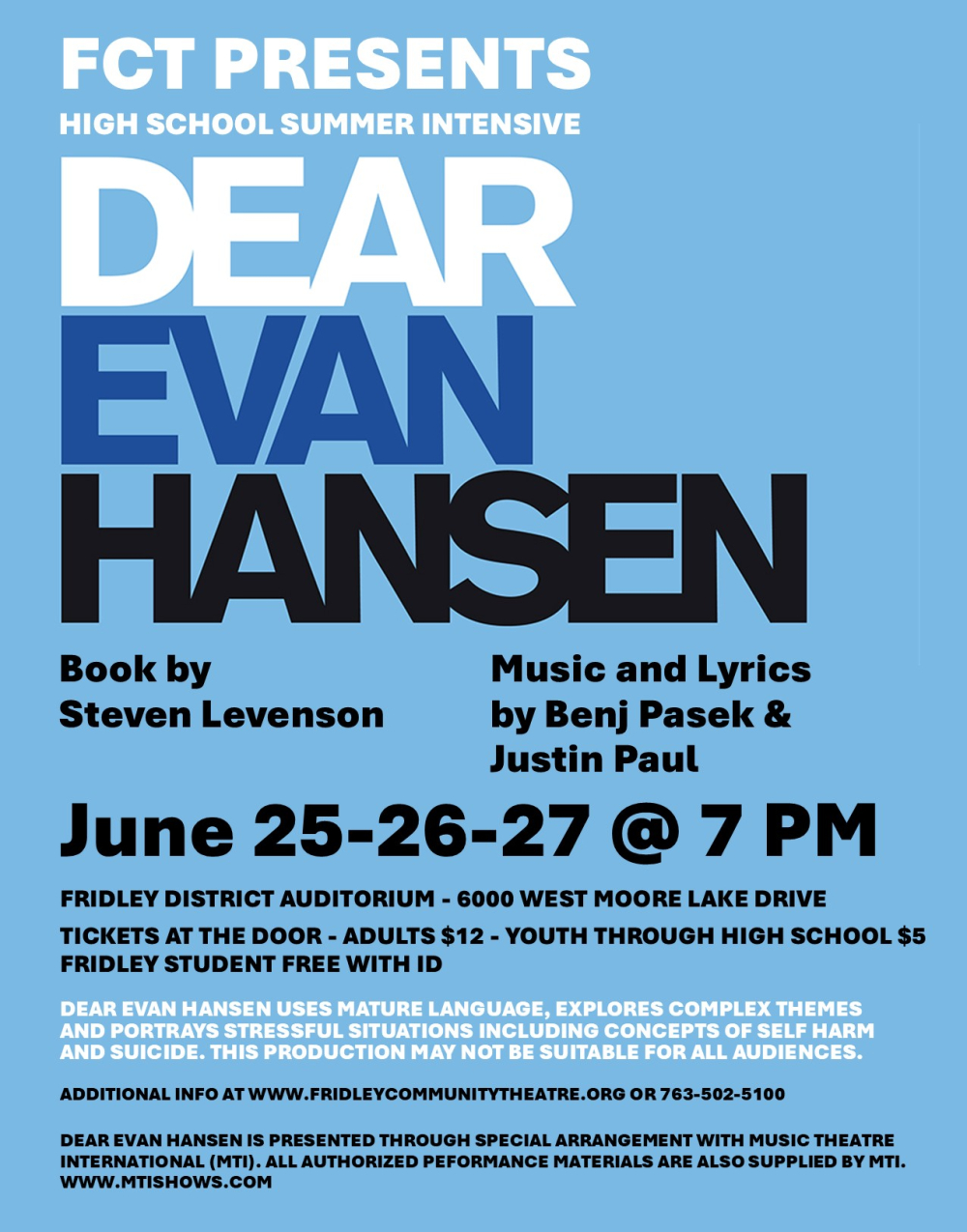 Dear Evan Hansen at Fridley Community Theatre