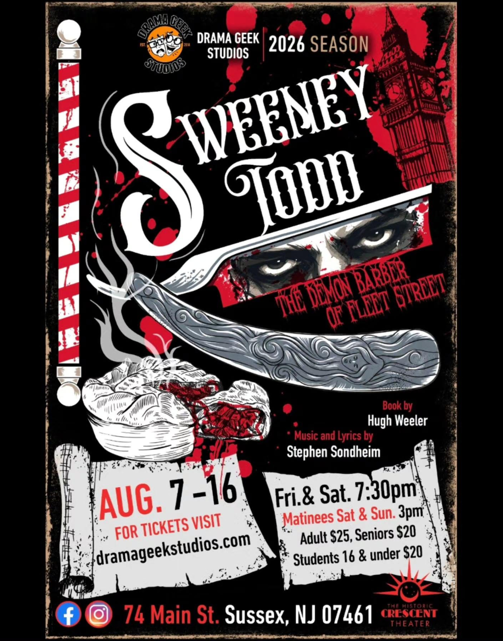 Sweeney Todd at Drama Geek Studios at The Historic Crescent Theater