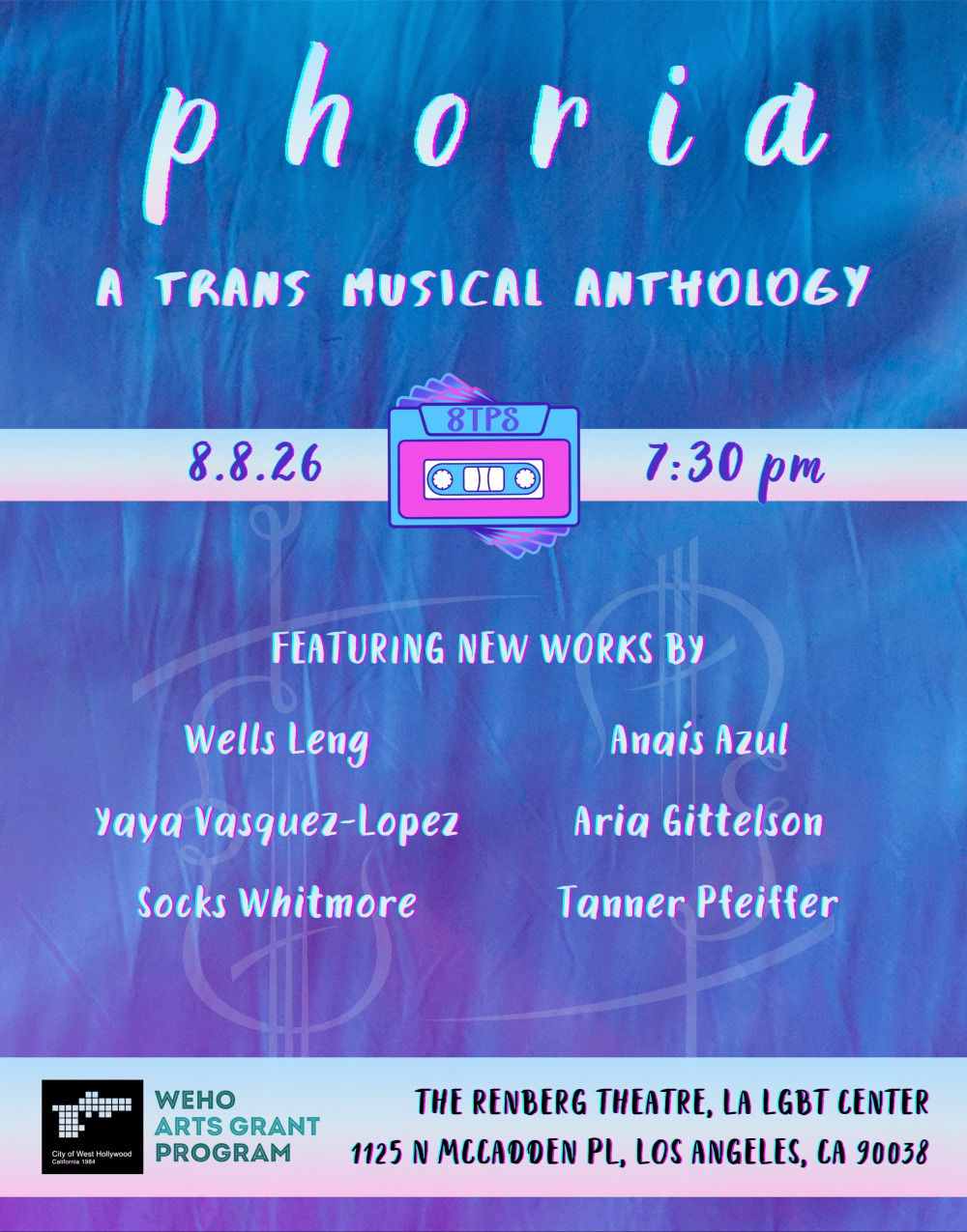 p h o r i a: a trans musical anthology at Renberg Theatre, Los Angeles LGBT Center