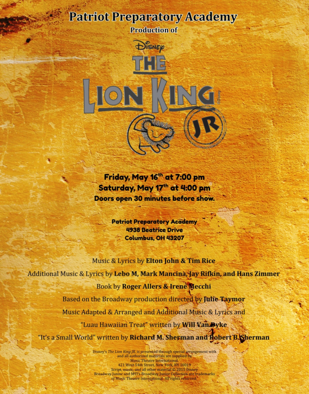 Disney's The Lion King JR. at Patriot Preparatory Academy Drama Club