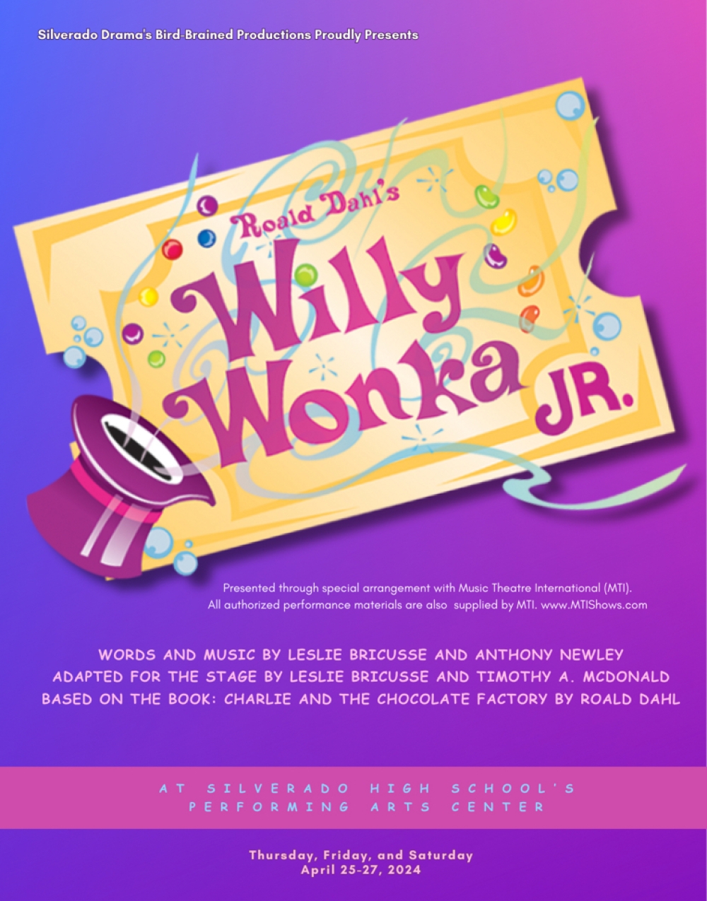 Roald Dahl's Willy Wonka Jr. at Silverado High School's Performing Arts Center