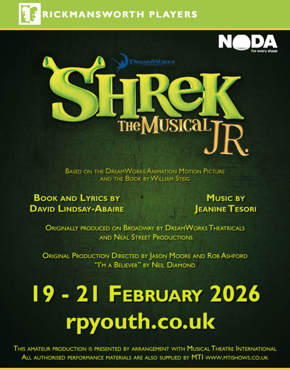 Shrek The Musical JR. RP at Pumphouse Theatre Watford