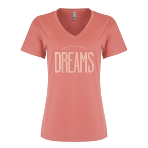 Girl from the North Country Dreams V-Neck Coral Tee