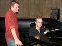 Manley Pope and musical director, Matt Richardson go over some
last minute details Photo
