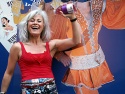 Louise Pitre strikes a pose at the Mamma Mia booth. Photo