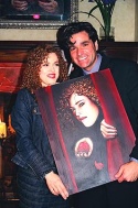 Dale Badway presents the painting to the incomparable star!  Photo