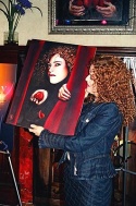 Bernadette shares the painting with the crowd  Photo