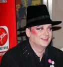 Boy George, looking pleased with the turnout and his Tony nomination Photo