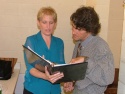 Liz Callaway goes over some last minute notes
with Artistic Director, Sean Hartley Photo