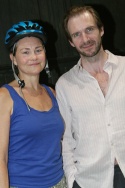 Doing her part to conserve energy in the heat wave, Cherry Jones arrived on bicycle t Photo