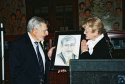 Angela Lansbury presenting Biff Liff with a copy of his caricature which will appear  Photo