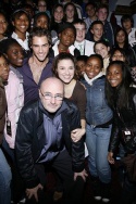 Josh Strickland, Phil Collins and Jenn Gambatese with students Photo