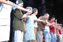 The cast thanks the orchestra and musical director Alex Lacamoire Photo