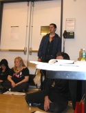 while former Bare co-star Adam Fleming looks on... Photo