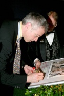 Scott Frankel signs the Grey Gardens painting Photo