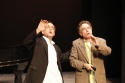 Adam Heller and Chip Zien performing "Road to Qatar" (Books and lyrics by Stephen Col Photo