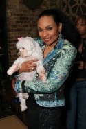 Cast member Vivian Reed with Mickey the Dog, who made his stage debut as 