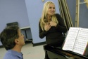Rob Fisher (at Piano) and Kristin Chenoweth in rehearsals for the Encores! production Photo