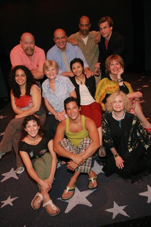 Cast Photo: A) Top row: Erick Devine, Thom Christopher, Don Mayo and Lee Rosen; B) Second row: Talia Barzilay, Teri Ralston, Angel Desai and Laura Kenyon, C) seated on floor: Deone Zanotto, Nicholas Rodriguez and Nancy McCall at 