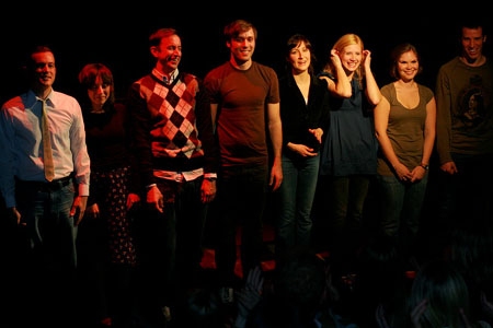 Curtain call, the cast of Love of a Pig (l-r): Michael Ferrell, Jenny Greer, David Ne Photo