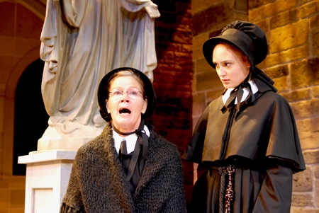Linda Gehringer as Sister Aloysius Beauvier and Rebecca Mozo as Sister James Photo