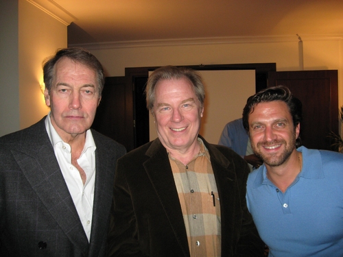 Charlie Rose with Michael McKean (Sam) and Raul Esparza (Lenny) Photo