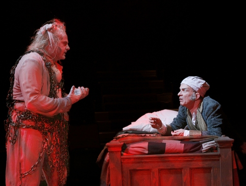 Allen Fitzpatrick as Marley and David Pichette as Scrooge Photo