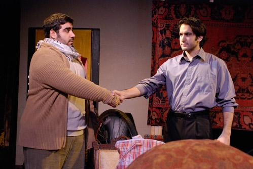 Mike Mosallam (r) as Palestinian refugee Aziz Hammond and Jeremy Cohen (l) as Israeli Photo