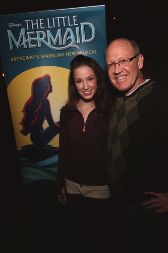 Sierra Boggess (Ariel) with Glen Keane, original animator for Ariel Photo