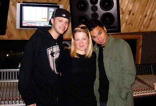Assistant engineer Josh Horn, Lynn Pinto and Andros Rodriguez Photo