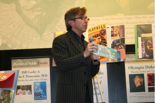 Thomas Schumacher shows one of many props included in the book Photo