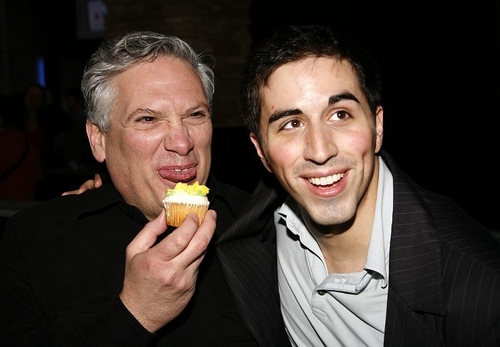 Harvey Fierstein and Matthew Scott with the new A Catered Affair cupcake Photo