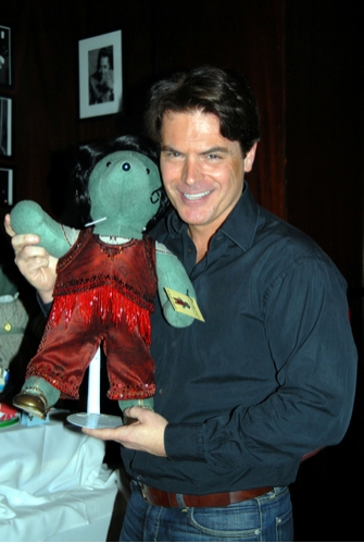 Troy Britton Johnson with The Drowsey Chaperone Bear Photo