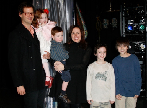 Molly Shannon and family visit Flounders Trevor Braun and Brian D'Addario Photo