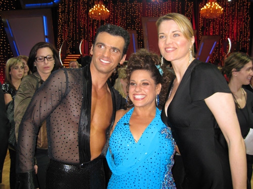 Tony Dovolani, Marissa Jaret Winokur and Lucy Lawless. "Lucy came with a lot of love. Photo