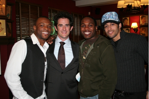 Andy Blankenbuehler with cast members from In The Heights: Rickey Tripp, Rogelio Doug Photo