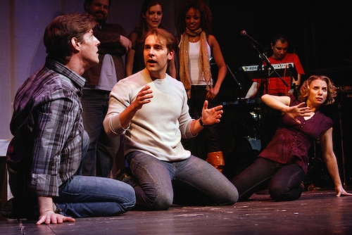 Rick Holmes, Charlie Pollock and Sarah Saltzberg reenact a scene from the musical I C Photo