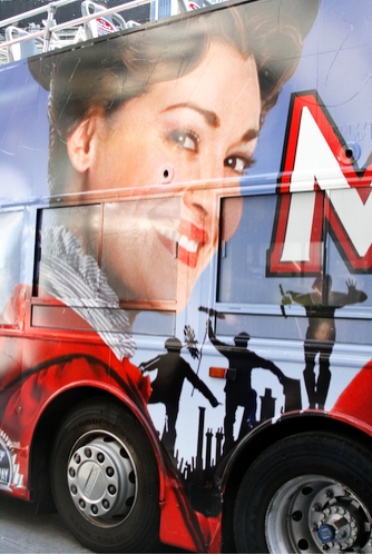 Ashley Brown on the 'Mary Poppins' bus Photo