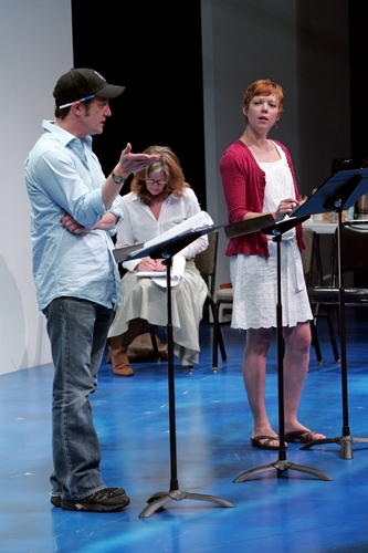  	Daniel Blinkoff, Linda Gehringer and Emily Bergl in rehearsal for the 2008 PPF read Photo