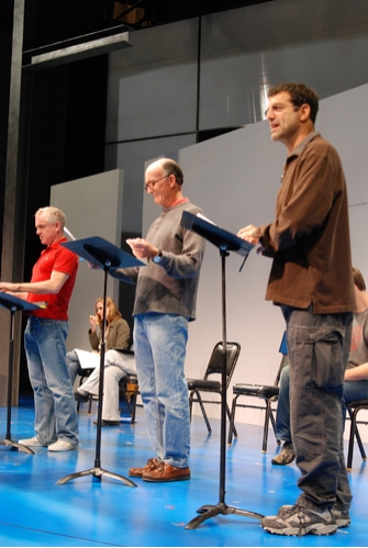  	Danny Scheie, Hal Landon Jr. and Mark Harelik in rehearsal for the 2008 PPF reading Photo