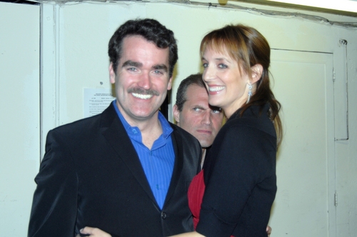 Brian d'Arcy James and Julia Murney with Marc Kudisch looking on Photo