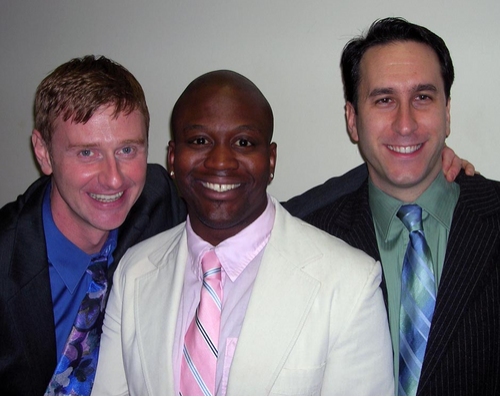 Robert Bartley, Titus Burgess and Danny Whitman relax after the performance Photo