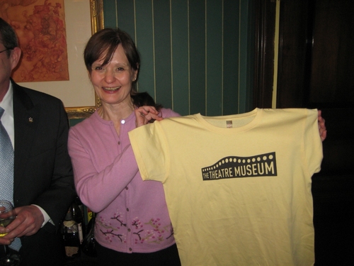 Helen Guditis with the new Theatre Museum T-Shirt
 Photo