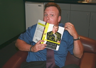 Kevin Corbett of the Capitol Steps brushing up on his William Shatner before the show Photo